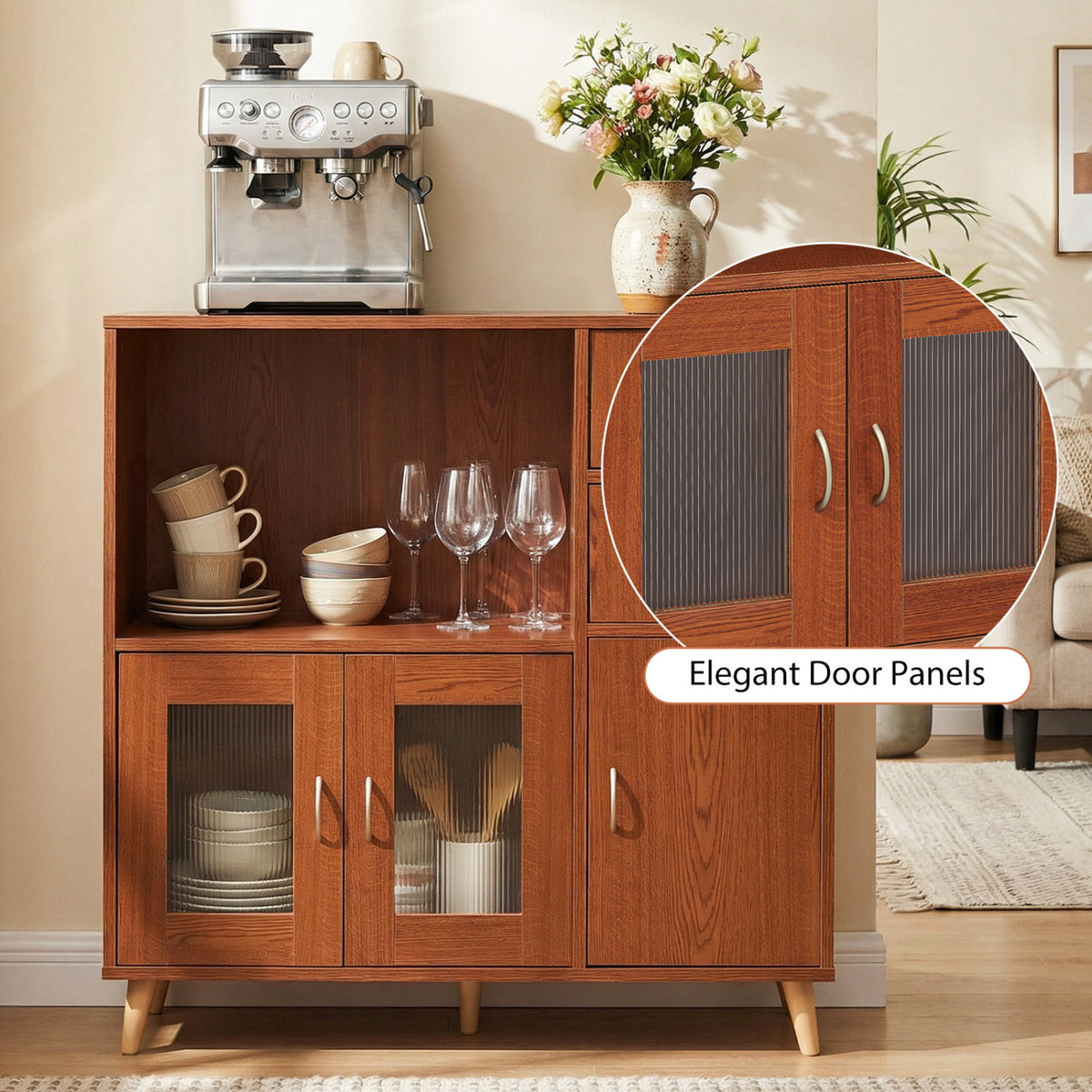 Sideboard Buffet Cabinet with Open Compartment
