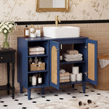 36 Inch Under Sink Cabinet Boho for Vessel Sinks and Single-Handle Faucets-Navy