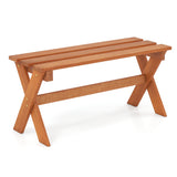 36" Outdoor Solid Wood Bench Set of 1/2 Backless Patio Dining Bench with Teak Oil Finish