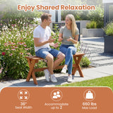 36" Outdoor Solid Wood Bench Set of 1/2 Backless Patio Dining Bench with Teak Oil Finish