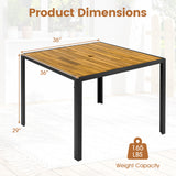 36 Inch Square Outdoor Dining Table for 4 with Slatted Top for Porch