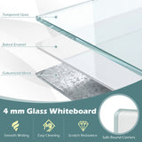 36 x 24 Inches Glass Whiteboard with Eraser and Removable Tray