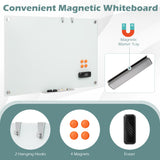 36 x 24 Inches Glass Whiteboard with Eraser and Removable Tray
