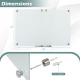 36 x 24 Inches Glass Whiteboard with Eraser and Removable Tray