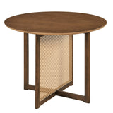 37.5 Inch Round Dining Table with Cross Pedestal Base-Walnut
