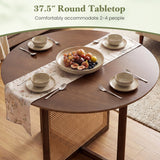 37.5 Inch Round Dining Table with Cross Pedestal Base-Walnut