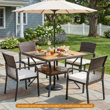 37" Square Outdoor Dining Table for 4 with Acacia Wood Tabletop and 2" Umbrella Hole-Brown