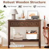 38 Inch Rustic Console Table with 2 Drawers and Bottom Open Shelf-Espresso