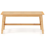 39.5 Inch Bamboo Dining Bench with Handwoven Rattan Seat for Indoor Outdoor-Natural