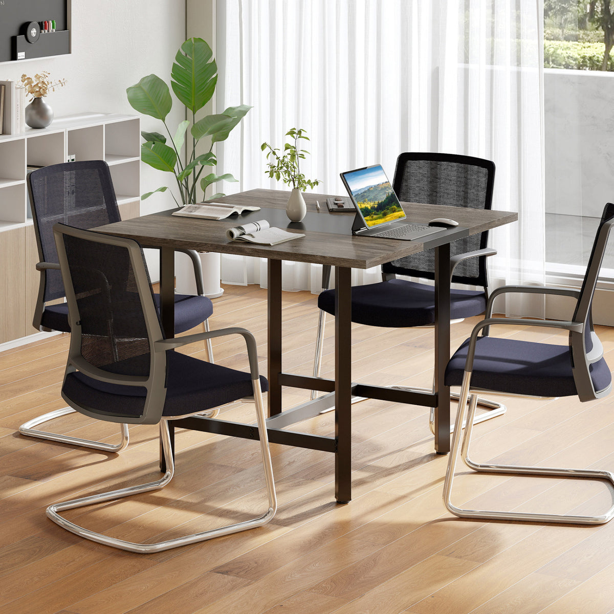 Square Conference Table Meeting Room Table with Thickened Tabletop