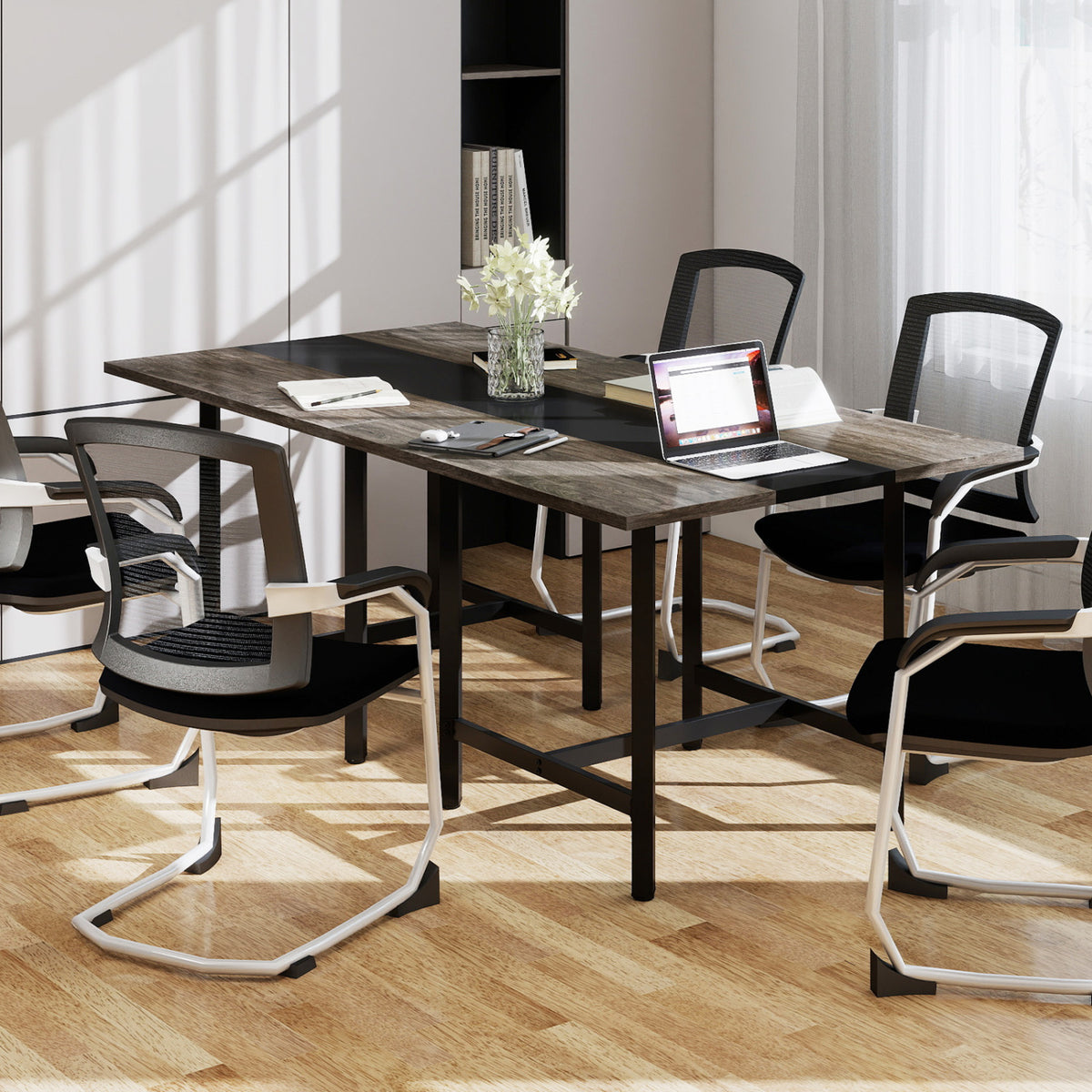Square Conference Table Meeting Room Table with Thickened Tabletop