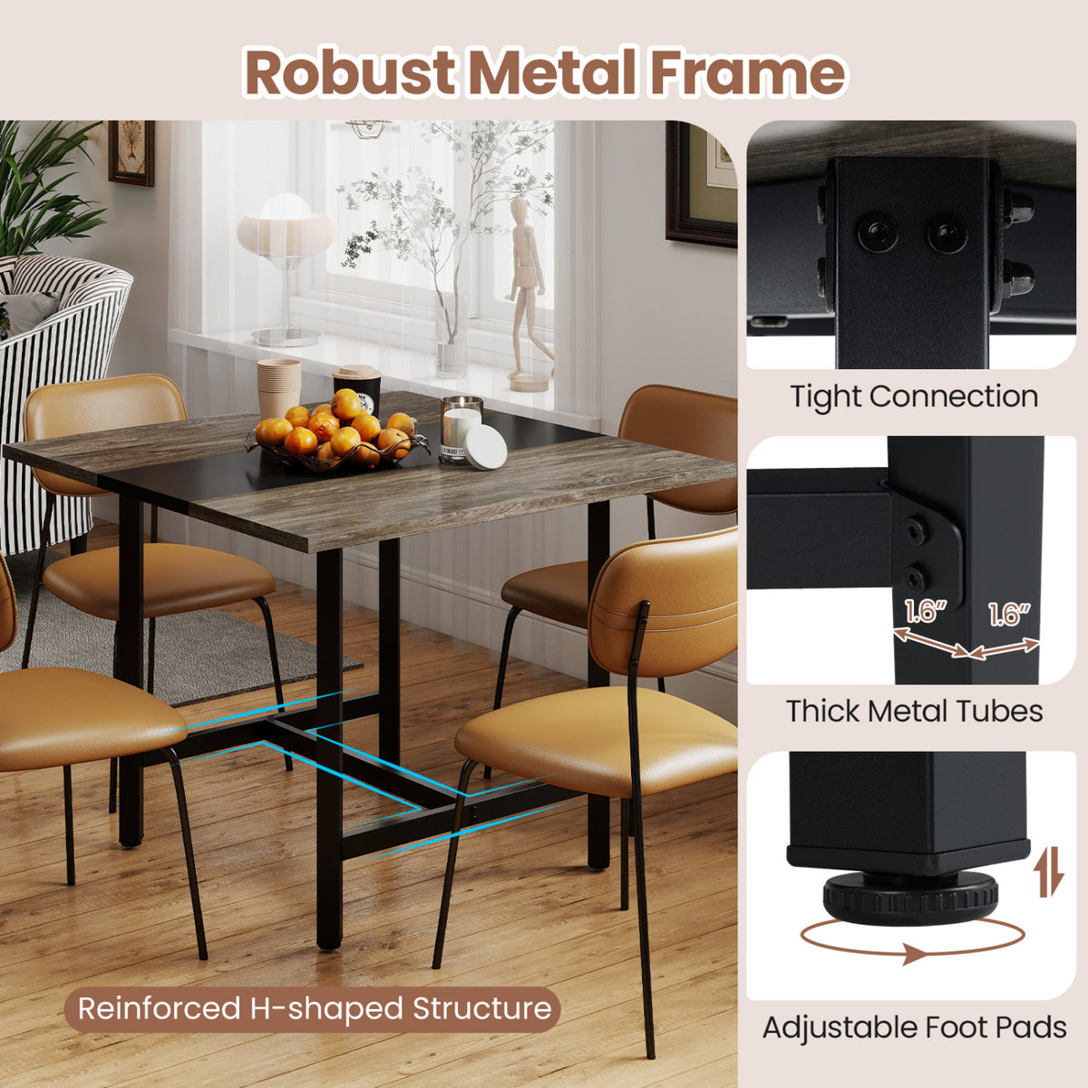Square Conference Table Meeting Room Table with Thickened Tabletop