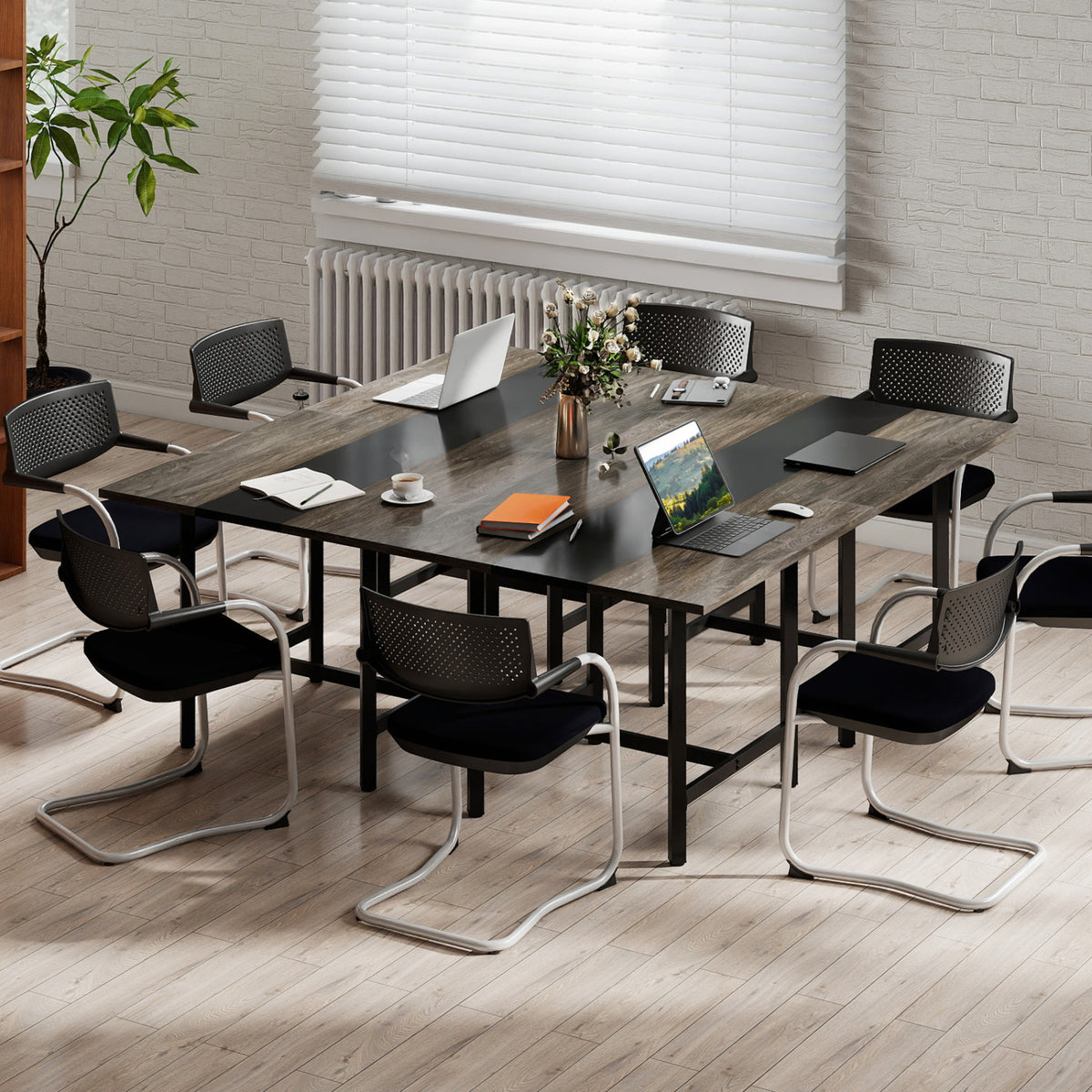 Square Conference Table Meeting Room Table with Thickened Tabletop
