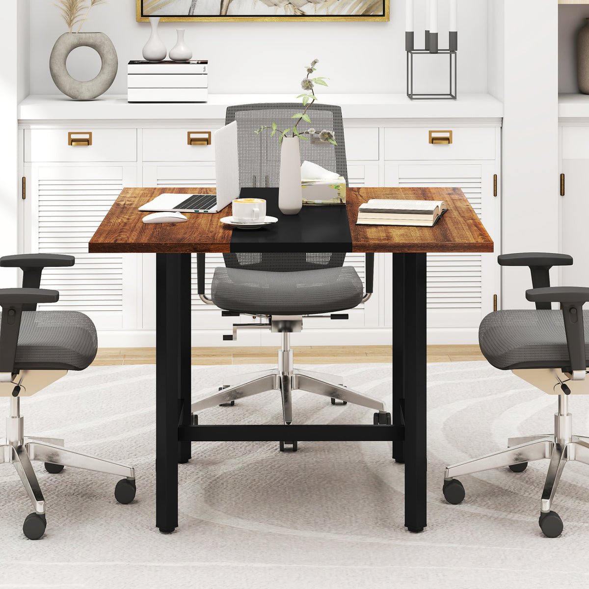Square Conference Table Meeting Room Table with Thickened Tabletop