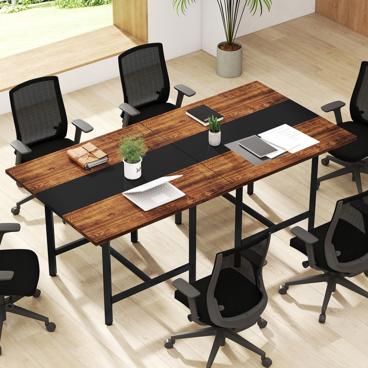 Square Conference Table Meeting Room Table with Thickened Tabletop