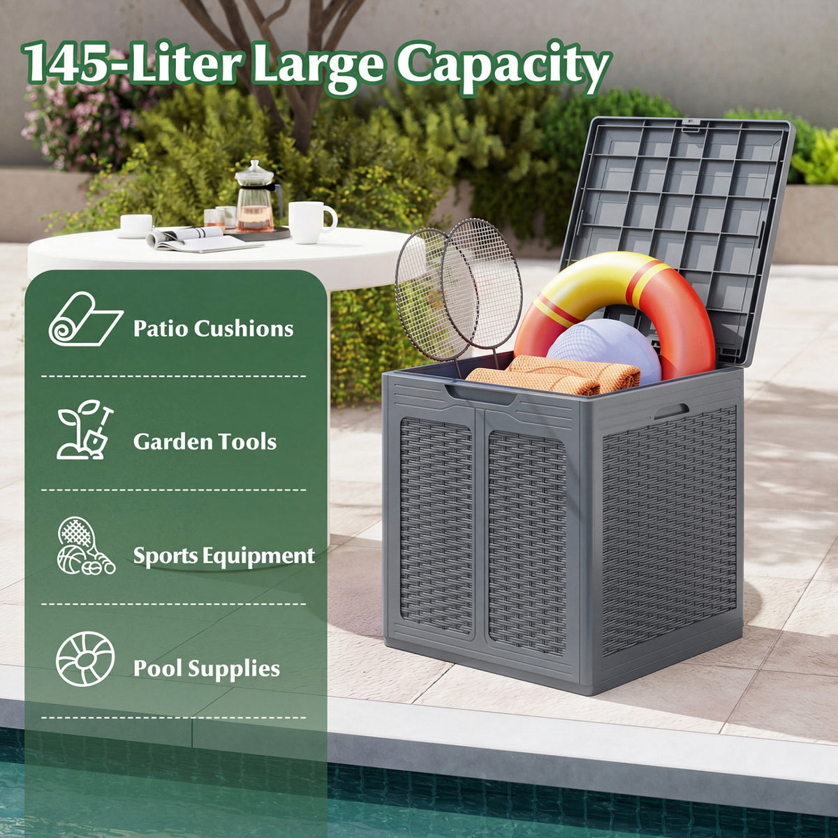 Deck Box with Lockable Lid Package Delivery Box for Patio Furniture Cushions