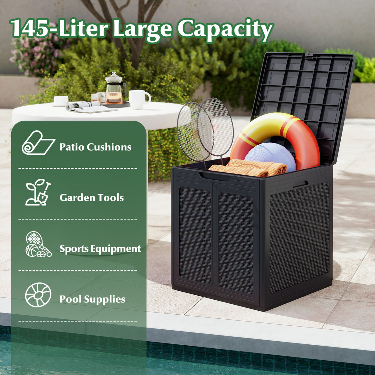 Deck Box with Lockable Lid Package Delivery Box for Patio Furniture Cushions