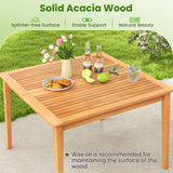 40 Inch Acacia Wood Dining Square Bistro Table with 1.96 Inch Umbrella Hole