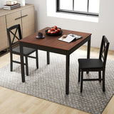 3-Piece Dining Table Set Wooden Square Kitchen Table for 2 People