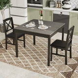 3-Piece Dining Table Set Wooden Square Kitchen Table for 2 People