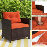 3 Pcs Patio Rattan Furniture Set Cushioned Conversation Set Coffee Table