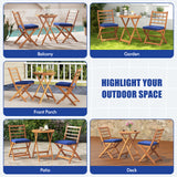 3 Pieces Acacia Wood Patio Bistro Set with Cushions
