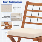 3 Pieces Acacia Wood Patio Bistro Set with Cushions