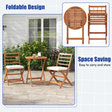 3 Pieces Acacia Wood Patio Bistro Set with Cushions