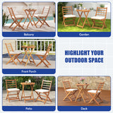3 Pieces Acacia Wood Patio Bistro Set with Cushions