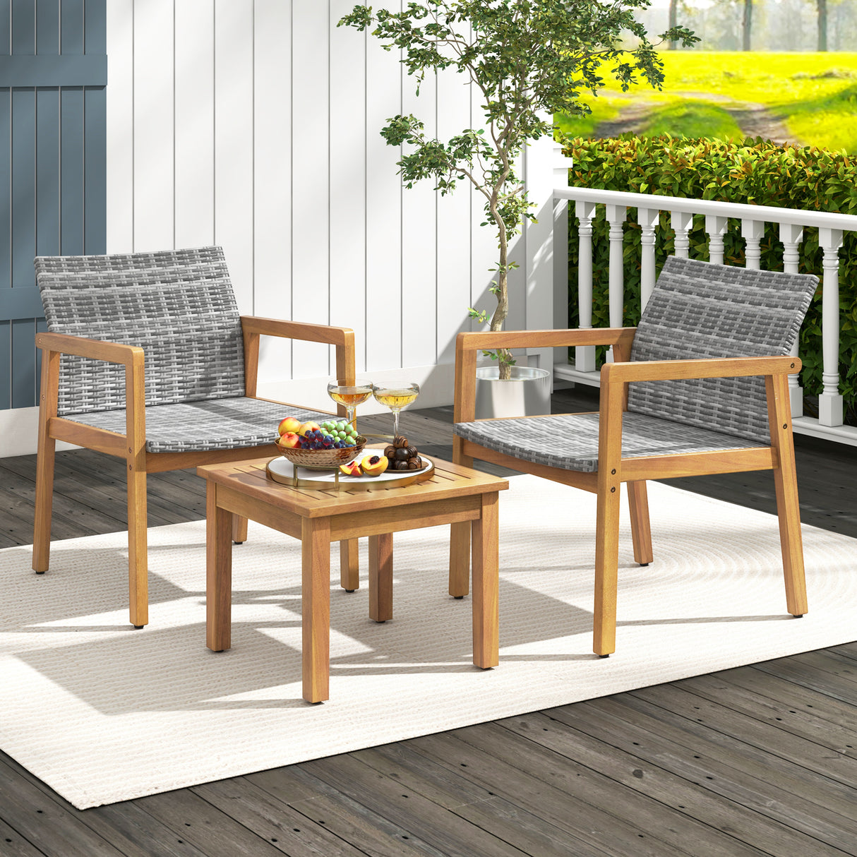 3 Pieces Patio Furniture Set  with Chair