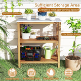 3-Tier Garden Potting Bench Table with Marble-Like Countertop