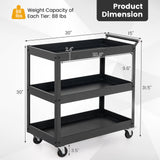 3-Tier Utility Cart Rolling Metal Cart with Handle and Universal Wheels