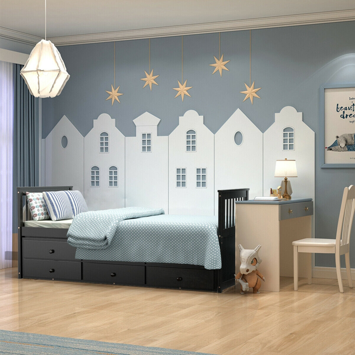 Twin Captainâs Bed with Trundle and 3 Storage Drawers