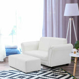 Black/White Kids Double Sofa with Ottoman