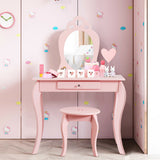 Kids Princess Makeup Dressing Play Table Set with Mirror
