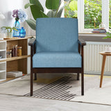 Solid Rubber Wood Fabric Accent Armchair
