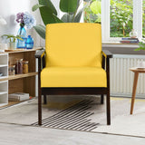 Solid Rubber Wood Fabric Accent Armchair