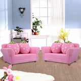 Kids Strawberry Armrest Chair Sofa with 2 Cute Strawberry Pillows-Pink