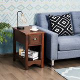 Set of 2 Contemporary Side End Table with Drawer