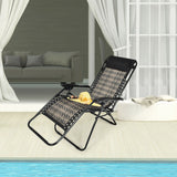 Folding Rattan Zero Gravity Lounge Chair with Removable Head Pillow