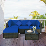 5 Pieces Outdoor Patio Rattan Furniture Set With Cushions