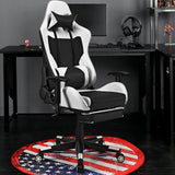 PU Leather Gaming Chair with USB Massage and Lumbar Pillow Footrest