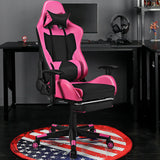 PU Leather Gaming Chair with USB Massage and Lumbar Pillow Footrest