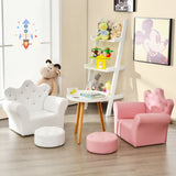 Pink Kids Sofa Armrest Couch with Ottoman