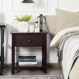 Nightstand with Drawer and Storage Shelf for Bedroom Living Room