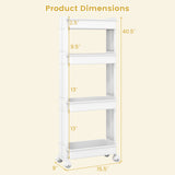 3/4-Tier Rolling Utility Cart with Detachable Trays and Smooth Wheels-3/Wheels-4
