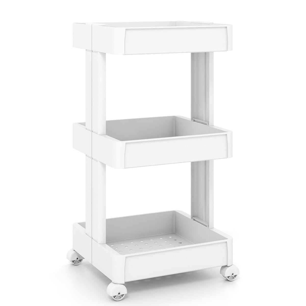 3/4-Tier Rolling Utility Cart with Detachable Trays and Smooth Wheels-3/Wheels-4