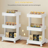3/4-Tier Rolling Utility Cart with Detachable Trays and Smooth Wheels-3/Wheels-4