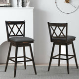 2 Pieces 29 Inches Swivel Counter Height Barstool Set with Rubber Wood Legs