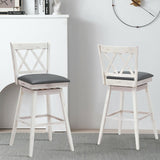 2 Pieces 29 Inches Swivel Counter Height Barstool Set with Rubber Wood Legs